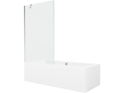 Mexen Obdĺžniková vaňa Cube 180 x 80 cm s krytom a 1-krídlovou sprchovou zástenou 100 cm, transparentná, chróm - 550518080X9510000001