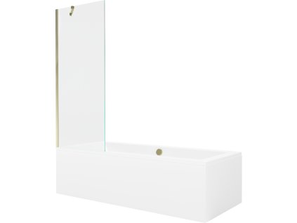 Mexen Obdĺžniková vaňa Cube 180 x 80 cm s krytom a 70 cm 1-krídlovou sprchovou zástenou, transparentná, zlatá - 550518080X9507000050
