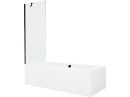 Mexen Obdĺžniková vaňa Cube 180 x 80 cm s obkladom a 70 cm 1-krídlovou sprchovou zástenou, transparentná, čierna - 550518080X9507000070