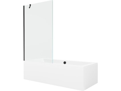 Mexen Obdĺžniková vaňa Cube 180 x 80 cm s krytom a 1-krídlovou sprchovou zástenou 100 cm, transparentná, čierna - 550518080X9510000070