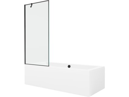 Mexen Obdĺžniková vaňa Cube 180 x 80 cm s krytom a 1-krídlovou zástenou 80 cm, čierne prevedenie - 550518080X9508007070