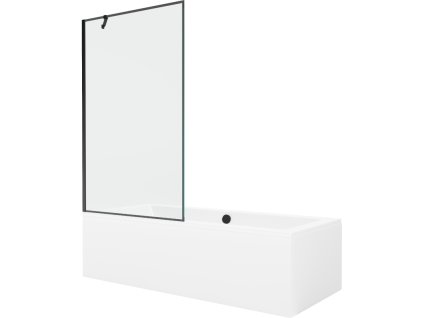 Mexen Obdĺžniková vaňa Cube 180 x 80 cm s krytom a 1-krídlovou zástenou 100 cm, čierne prevedenie - 550518080X9510007070