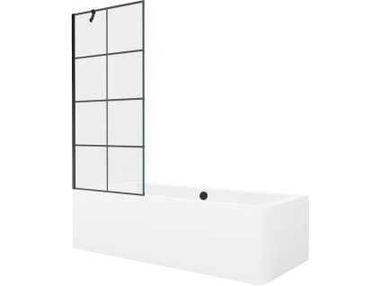 Mexen Obdĺžniková vaňa Cube 180 x 80 cm s krytom a 1-krídlovou zástenou 80 cm, čierne prevedenie - 550518080X9508007077