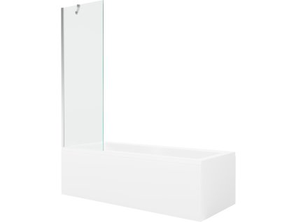 Obdĺžniková vaňa Mexen Cubik 150 x 70 cm s krytom a 60 cm 1-krídlovou sprchovou zástenou, transparentná, chróm - 550315070X9506000001