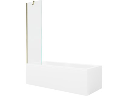 Obdĺžniková vaňa Mexen Cubik 150 x 70 cm s krytom a 1-krídlovou sprchovou zástenou 50 cm, transparentná, zlatá - 550315070X9505000050