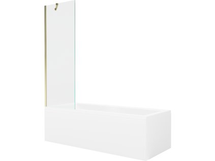 Obdĺžniková vaňa Mexen Cubik 150 x 70 cm s krytom a 60 cm 1-krídlovou sprchovou zástenou, transparentná, zlatá - 550315070X9506000050