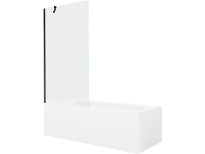Obdĺžniková vaňa Mexen Cubik 150 x 70 cm s krytom a 90 cm 1-krídlovou sprchovou zástenou, transparentná, čierna - 550315070X9509000070
