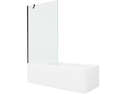 Obdĺžniková vaňa Mexen Cubik 150 x 70 cm s krytom a 1-krídlovou zástenou 100 cm, transparentná, čierna - 550315070X9510000070