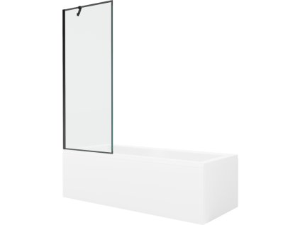 Obdĺžniková vaňa Mexen Cubik 150 x 70 cm s krytom a 1-krídlovou zástenou 70 cm, čierne prevedenie - 550315070X9507007070