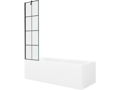 Obdĺžniková vaňa Mexen Cubik 150 x 70 cm s krytom a 1-krídlovou zástenou 50 cm, čierne prevedenie - 550315070X9505007077