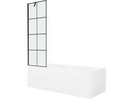 Obdĺžniková vaňa Mexen Cubik 150 x 70 cm s krytom a 60 cm 1-krídlovou sprchovou zástenou, čierny dizajn - 550315070X9506007077