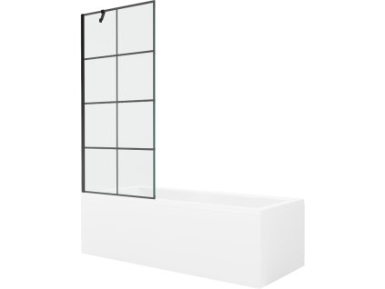 Obdĺžniková vaňa Mexen Cubik 150 x 70 cm s krytom a 1-krídlovou zástenou 80 cm, čierne prevedenie - 550315070X9508007077