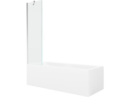 Obdĺžniková vaňa Mexen Cubik 160 x 70 cm s krytom a 1-krídlovou sprchovou zástenou 50 cm, transparentná, chróm - 550316070X9505000001