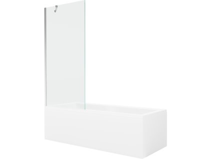 Obdĺžniková vaňa Mexen Cubik 160 x 70 cm s krytom a 1-krídlovou sprchovou zástenou 80 cm, transparentná, chróm - 550316070X9508000001