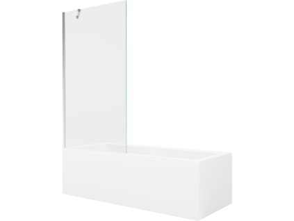 Obdĺžniková vaňa Mexen Cubik 160 x 70 cm s krytom a 90 cm 1-krídlovou sprchovou zástenou, transparentná, chróm - 550316070X9509000001