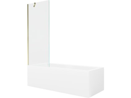 Obdĺžniková vaňa Mexen Cubik 160 x 70 cm s krytom a 1-krídlovou zástenou 70 cm, transparentná, zlatá - 550316070X9507000050