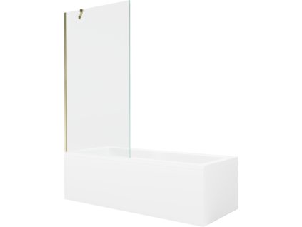 Obdĺžniková vaňa Mexen Cubik 160 x 70 cm s krytom a 90 cm 1-krídlovou sprchovou zástenou, transparentná, zlatá - 550316070X9509000050