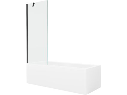 Obdĺžniková vaňa Mexen Cubik 160 x 70 cm s krytom a 1-krídlovou sprchovou zástenou 70 cm, transparentná, čierna - 550316070X9507000070