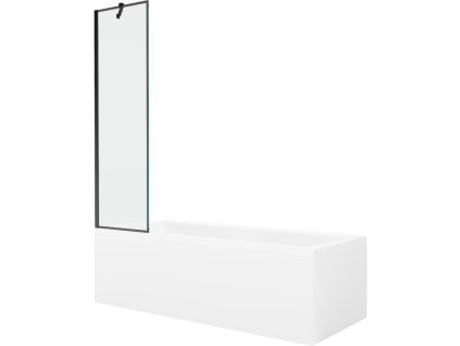 Obdĺžniková vaňa Mexen Cubik 160 x 70 cm s krytom a 1-krídlovou zástenou 50 cm, čierne prevedenie - 550316070X9505007070