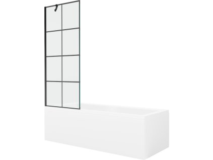 Obdĺžniková vaňa Mexen Cubik 160 x 70 cm s krytom a 1-krídlovou zástenou 70 cm, čierne prevedenie - 550316070X9507007077