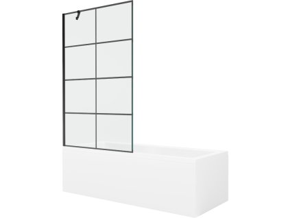 Obdĺžniková vaňa Mexen Cubik 160 x 70 cm s krytom a 1-krídlovou zástenou 100 cm, čierne prevedenie - 550316070X9510007077
