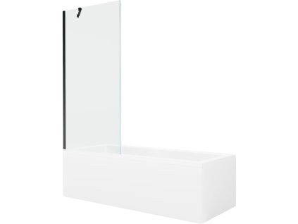 Obdĺžniková vaňa Mexen Cubik 170 x 70 cm s krytom a 1-krídlovou sprchovou zástenou 80 cm, transparentná, čierna - 550317070X9508000070