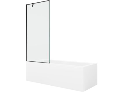 Obdĺžniková vaňa Mexen Cubik 170 x 70 cm s krytom a 1-krídlovou zástenou 80 cm, čierne prevedenie - 550317070X9508007070