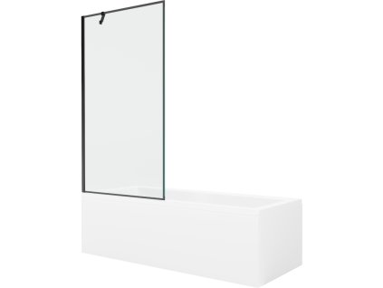 Obdĺžniková vaňa Mexen Cubik 170 x 70 cm s krytom a 90 cm 1-krídlovou sprchovou zástenou, čierny dizajn - 550317070X9509007070