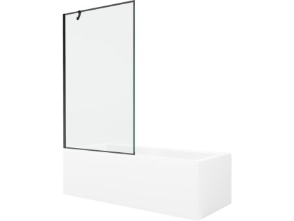 Obdĺžniková vaňa Mexen Cubik 170 x 70 cm s krytom a 1-krídlovou zástenou 100 cm, čierne prevedenie - 550317070X9510007070