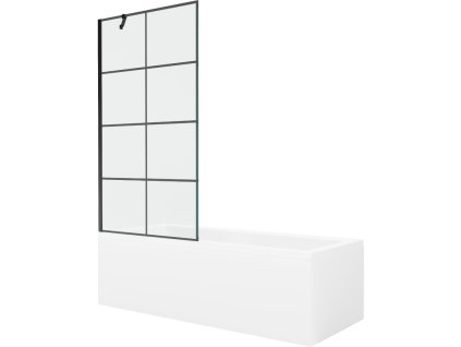 Obdĺžniková vaňa Mexen Cubik 170 x 70 cm s krytom a 90 cm 1-krídlovou sprchovou zástenou, čierny dizajn - 550317070X9509007077