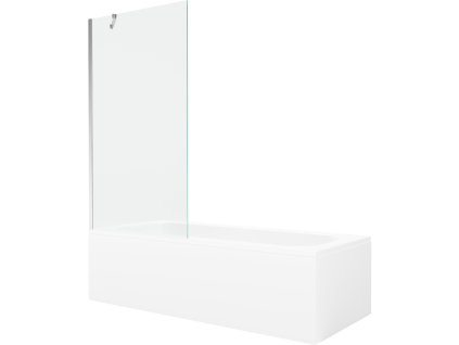 Obdĺžniková vaňa Mexen Vega 150 x 70 cm s krytom a 90 cm 1-krídlovou sprchovou zástenou, transparentná, chróm - 550115070X9509000001