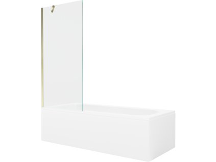 Obdĺžniková vaňa Mexen Vega 150 x 70 cm s krytom a 1-krídlovou zástenou 80 cm, transparentná, zlatá - 550115070X9508000050