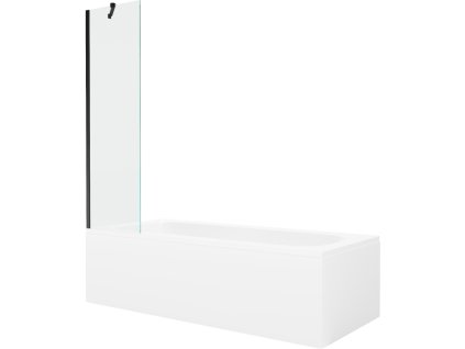 Obdĺžniková vaňa Mexen Vega 150 x 70 cm s krytom a 50 cm 1-krídlovou sprchovou zástenou, transparentná, čierna - 550115070X9505000070