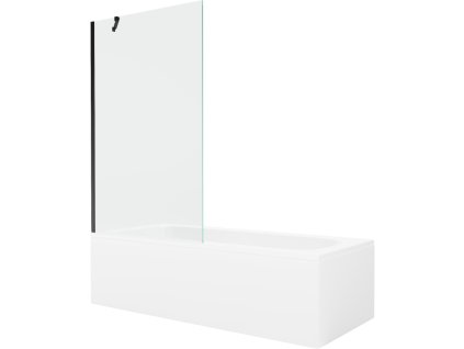 Obdĺžniková vaňa Mexen Vega 150 x 70 cm s krytom a 1-krídlovou zástenou 100 cm, transparentná, čierna - 550115070X9510000070