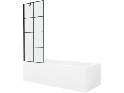 Obdĺžniková vaňa Mexen Vega 150 x 70 cm s krytom a 1-krídlovou zástenou 70 cm, čierne prevedenie - 550115070X9507007077