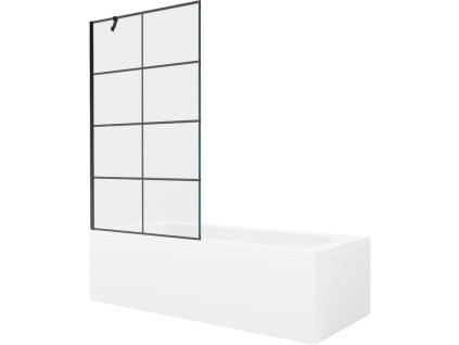 Obdĺžniková vaňa Mexen Vega 150 x 70 cm s krytom a 1-krídlovou zástenou 100 cm, čierne prevedenie - 550115070X9510007077