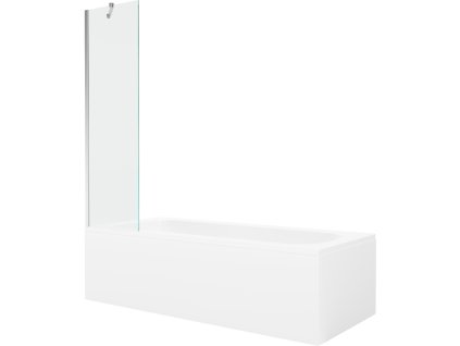 Obdĺžniková vaňa Mexen Vega 160 x 70 cm s obrubou a 50 cm 1-krídlovou sprchovou zástenou, priehľadná, chróm - 550116070X9505000001