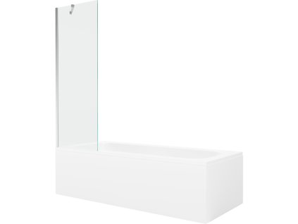 Obdĺžniková vaňa Mexen Vega 160 x 70 cm s obrubou a 60 cm sprchovou zástenou s 1 krídlom, priehľadná, chróm - 550116070X9506000001