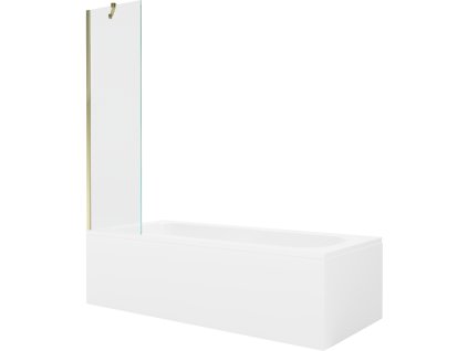 Obdĺžniková vaňa Mexen Vega 160 x 70 cm s krytom a 50 cm 1-krídlovou sprchovou zástenou, transparentná, zlatá - 550116070X9505000050