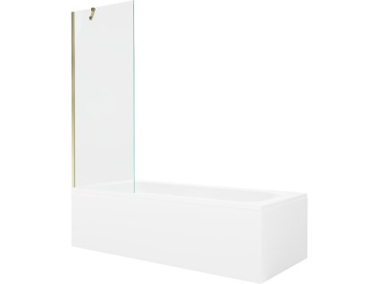 Obdĺžniková vaňa Mexen Vega 160 x 70 cm s krytom a 1-krídlovou zástenou 70 cm, transparentná, zlatá - 550116070X9507000050