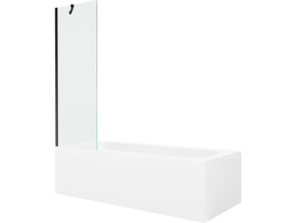 Obdĺžniková vaňa Mexen Vega 160 x 70 cm s krytom a 60 cm 1-krídlovou sprchovou zástenou, priehľadná, čierna - 550116070X9506000070