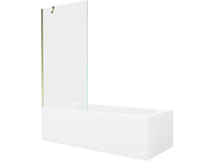 Obdĺžniková vaňa Mexen Vega 170 x 70 cm s krytom a 90 cm 1-krídlovou sprchovou zástenou, transparentná, zlatá - 550117070X9509000050