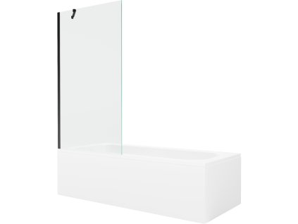 Obdĺžniková vaňa Mexen Vega 170 x 70 cm s krytom a 90 cm 1-krídlovou sprchovou zástenou, transparentná, čierna - 550117070X9509000070