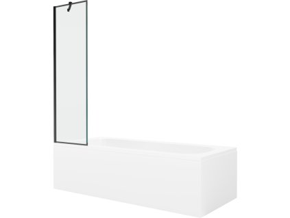 Obdĺžniková vaňa Mexen Vega 170 x 70 cm s krytom a 50 cm 1-krídlovou sprchovou zástenou, čierny dizajn - 550117070X9505007070