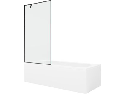 Obdĺžniková vaňa Mexen Vega 170 x 70 cm s krytom a 90 cm 1-krídlovou sprchovou zástenou, čierny dizajn - 550117070X9509007070