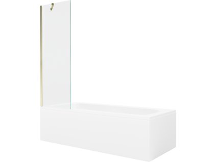 Mexen Vega obdĺžniková vaňa 180 x 80 cm s krytom a 60 cm 1-krídlovou sprchovou zástenou, transparentná, zlatá - 550118080X9506000050
