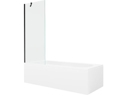 Obdĺžniková vaňa Mexen Vega 180 x 80 cm s krytom a 70 cm 1-krídlovou sprchovou zástenou, priehľadná, čierna - 550118080X9507000070