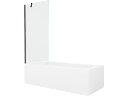 Mexen Vega obdĺžniková vaňa 180 x 80 cm s krytom a 1-krídlovou sprchovou zástenou 80 cm, priehľadná, čierna - 550118080X9508000070