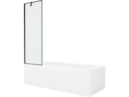 Obdĺžniková vaňa Mexen Vega 180 x 80 cm s krytom a 60 cm 1-krídlovou sprchovou zástenou, čierne prevedenie - 550118080X9506007070