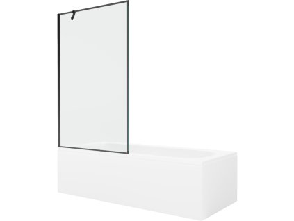 Obdĺžniková vaňa Mexen Vega 180 x 80 cm s krytom a 1-krídlovou zástenou 100 cm, čierne prevedenie - 550118080X9510007070